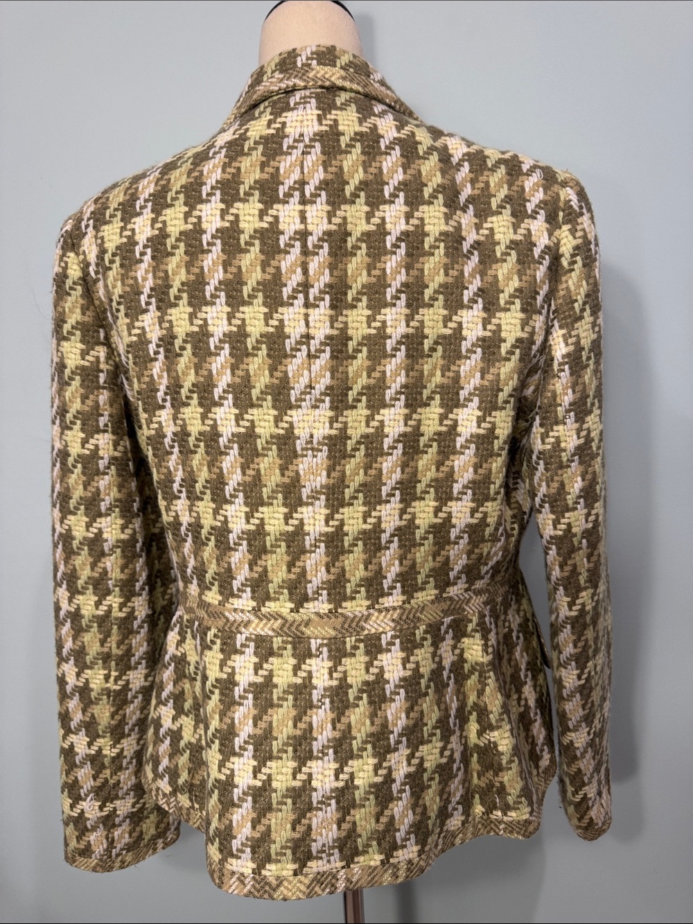 Kasper Green Houndstooth Wool Blend Blazer Jacket Size 10 - Picture 5 of 9